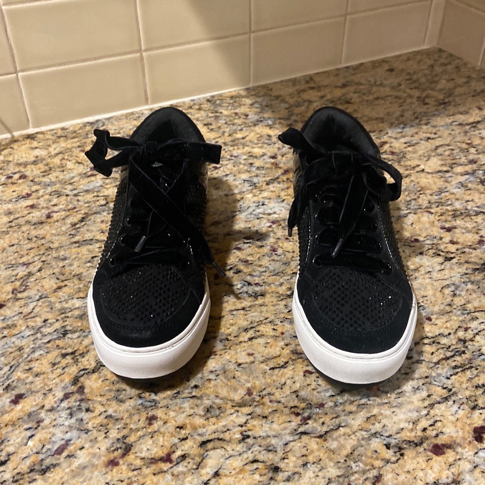 Kurt Geiger black leather sneakers. Ladies size 10 US EUR 41.